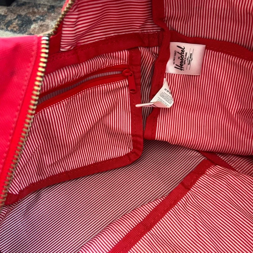 Red Backpack with Striped Interior - Picture 7 of 9